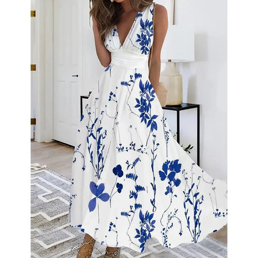 Robe Longue Fleurie — Taille Haute