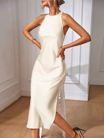 Robe Celeste — Satinée avec Fente