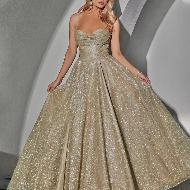 Robe Longue Dorée — À Bretelles