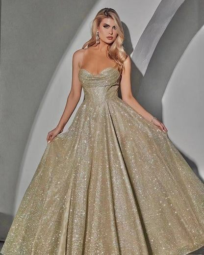 Robe Longue Dorée — À Bretelles