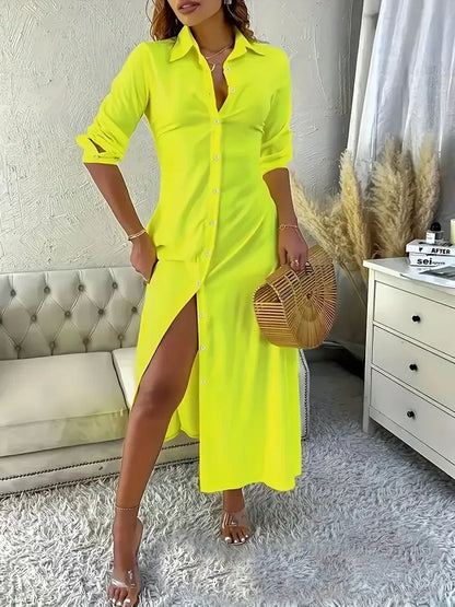 Robe-Chemise Longue — Fente Latérale