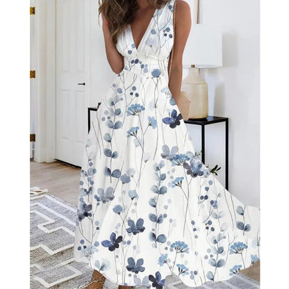 Robe Longue Fleurie — Taille Haute
