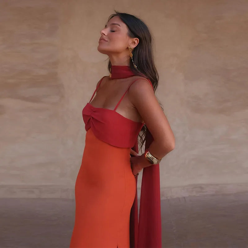 Robe Maxi Color Block — Fines Bretelles