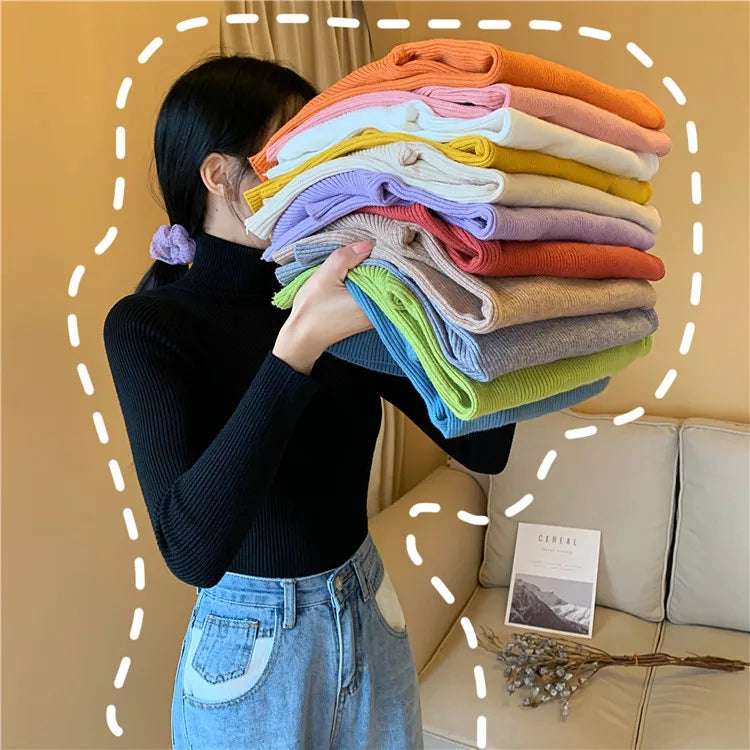 Pull Nora — Maille Côtelée à Col Roulé