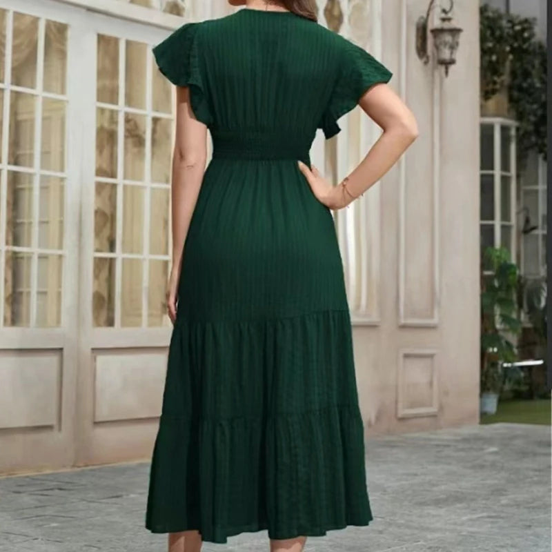 Robe Maxi Verte — À Volants