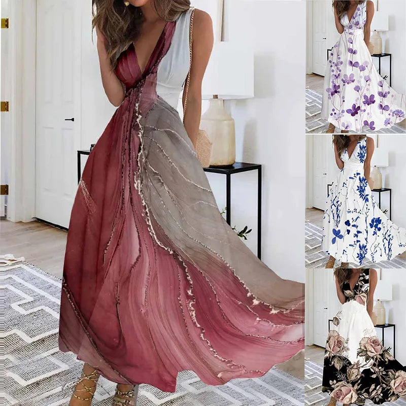 Robe Longue Fleurie — Taille Haute