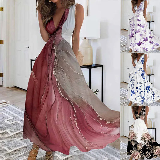 Robe Longue Fleurie — Taille Haute