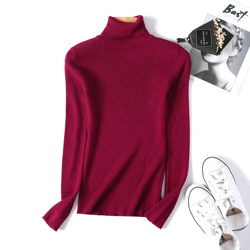 Pull Nora — Maille Côtelée à Col Roulé
