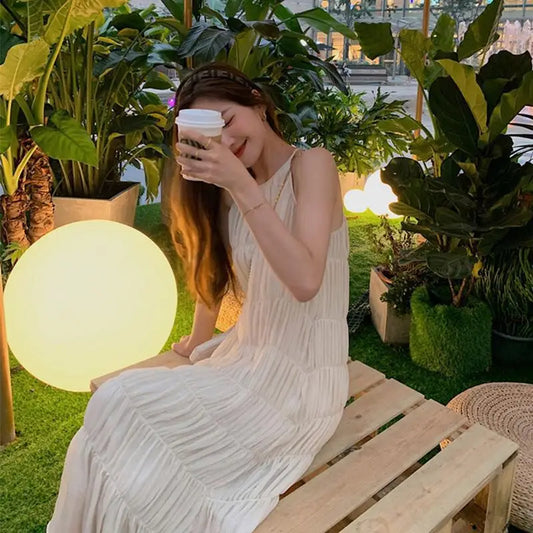 Robe Élodie — Midi Plissée Col Licou
