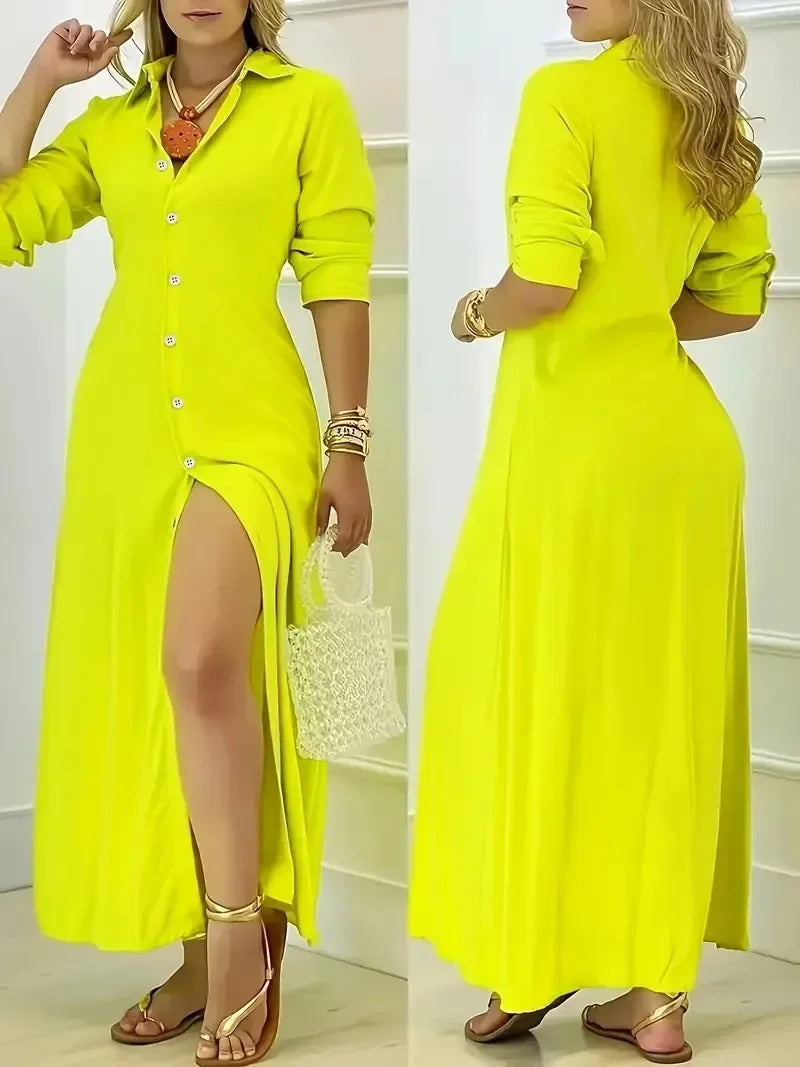 Robe-Chemise Longue — Fente Latérale