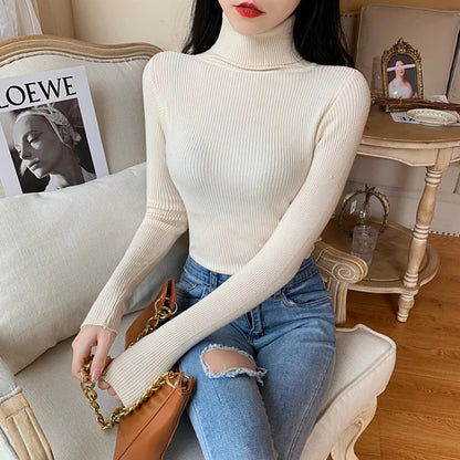 Pull Nora — Maille Côtelée à Col Roulé