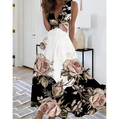 Robe Longue Fleurie — Taille Haute