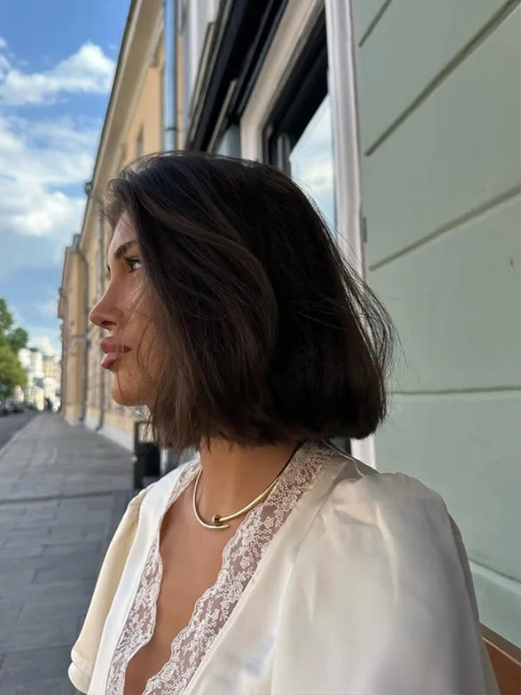 Top Elena — Satiné à Col V