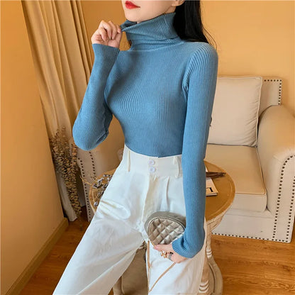 Pull Nora — Maille Côtelée à Col Roulé