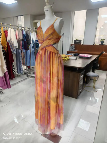 Robe Longue Fleurie en Tulle — Col Licou