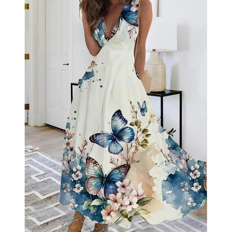 Robe Longue Fleurie — Taille Haute