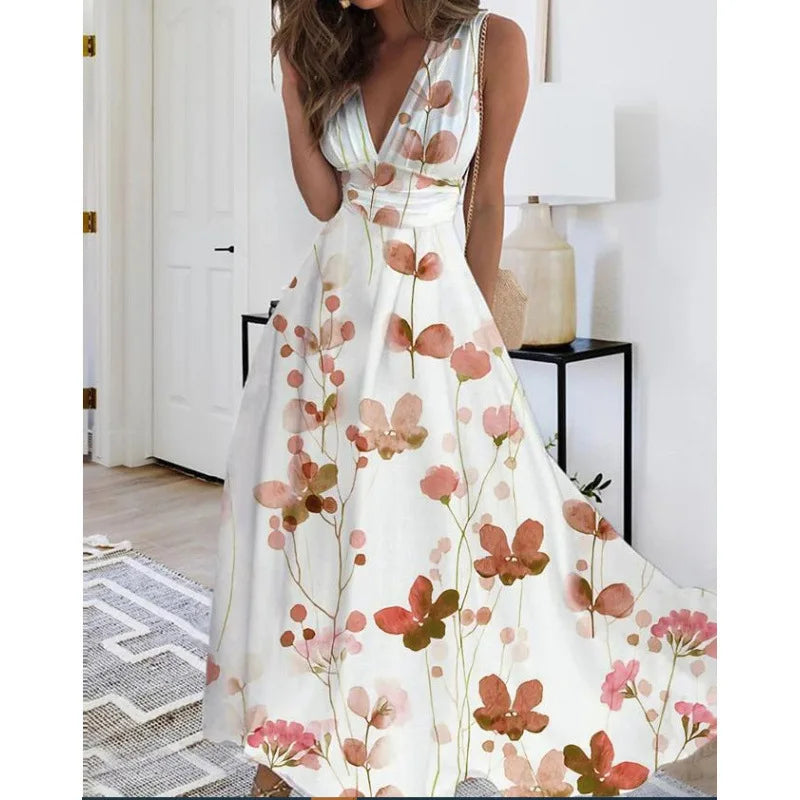 Robe Longue Fleurie — Taille Haute