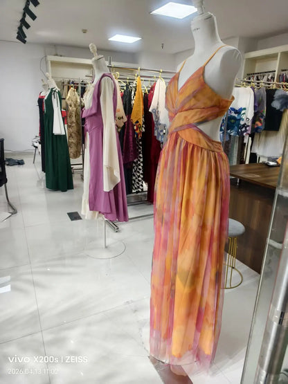 Robe Longue Fleurie en Tulle — Col Licou