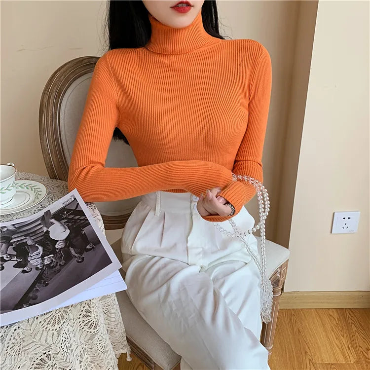 Pull Nora — Maille Côtelée à Col Roulé