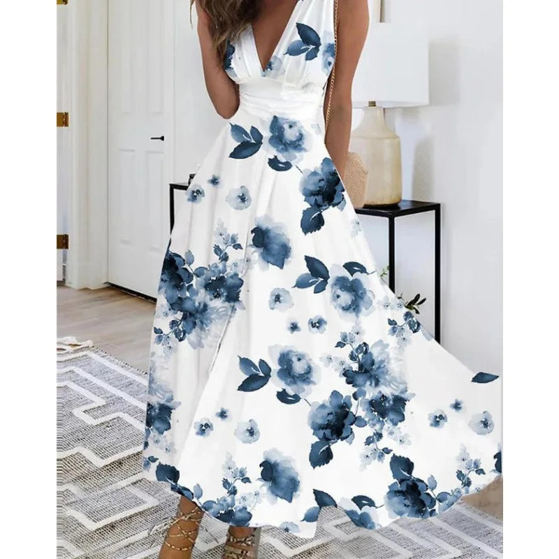 Robe Longue Fleurie — Taille Haute