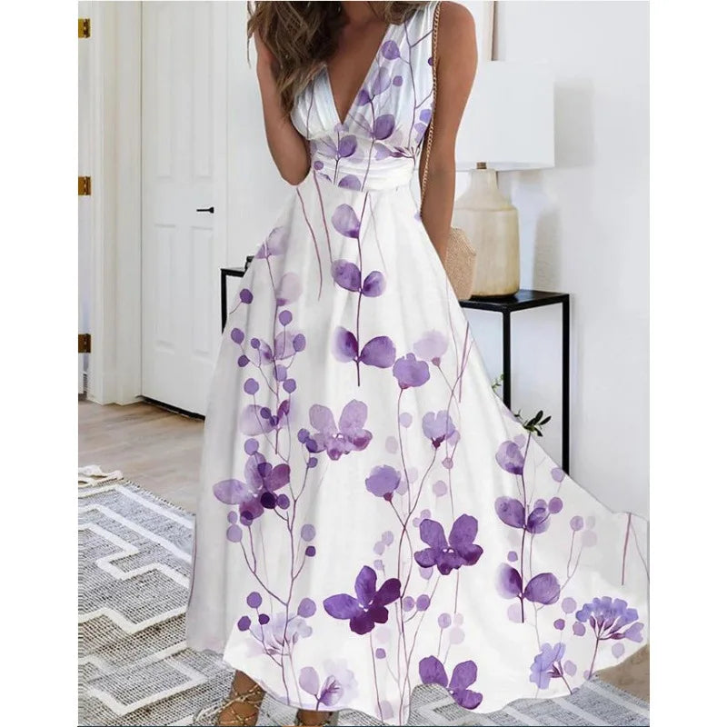 Robe Longue Fleurie — Taille Haute