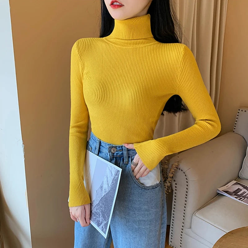 Pull Nora — Maille Côtelée à Col Roulé