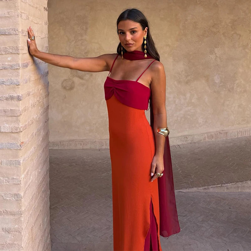 Robe Maxi Color Block — Fines Bretelles