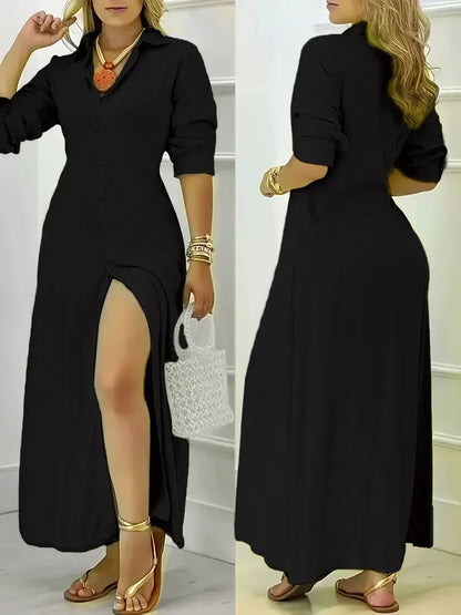 Robe-Chemise Longue — Fente Latérale