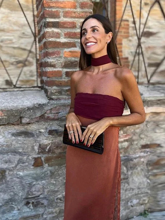 Robe Maxi Color Block — Fines Bretelles