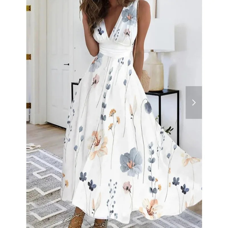 Robe Longue Fleurie — Taille Haute
