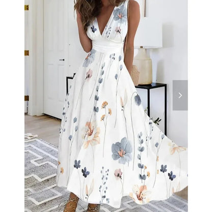 Robe Longue Fleurie — Taille Haute