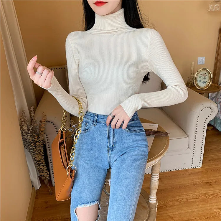 Pull Nora — Maille Côtelée à Col Roulé