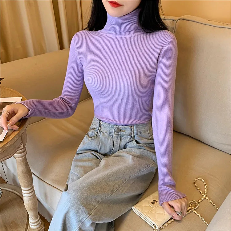 Pull Nora — Maille Côtelée à Col Roulé
