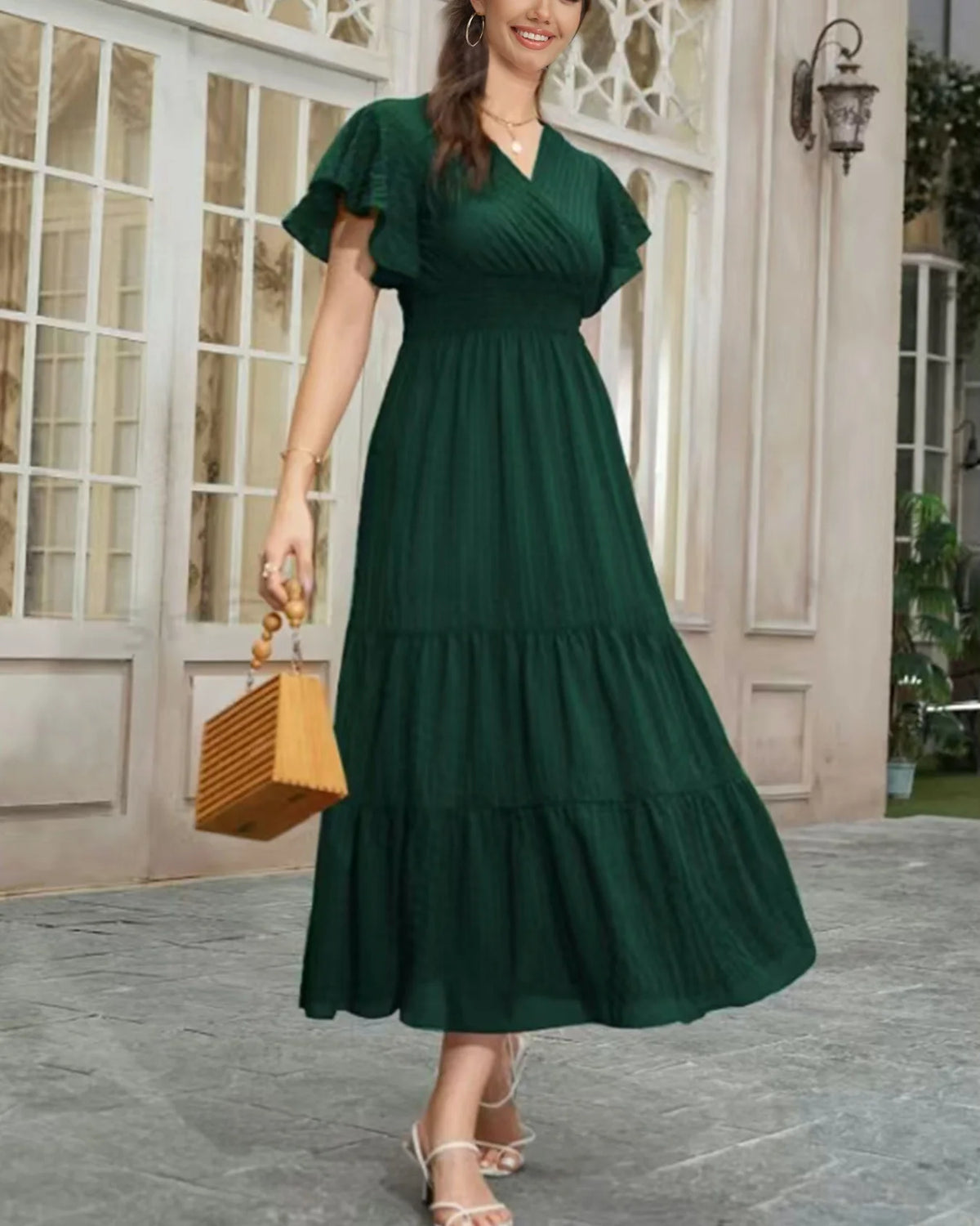 Robe Maxi Verte — À Volants