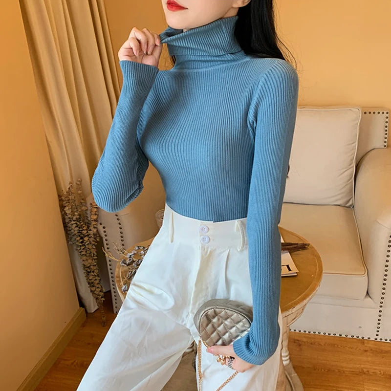 Pull Nora — Maille Côtelée à Col Roulé