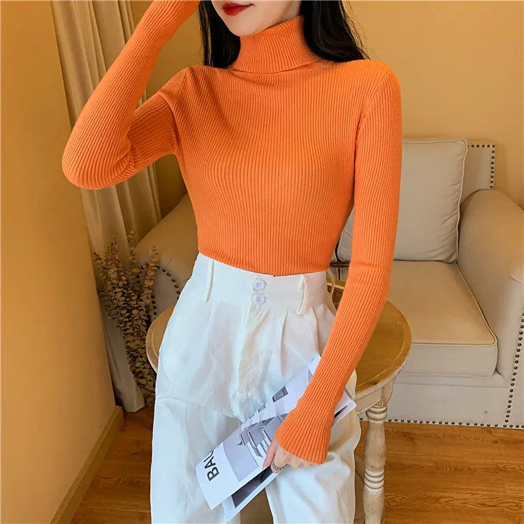 Pull Nora — Maille Côtelée à Col Roulé