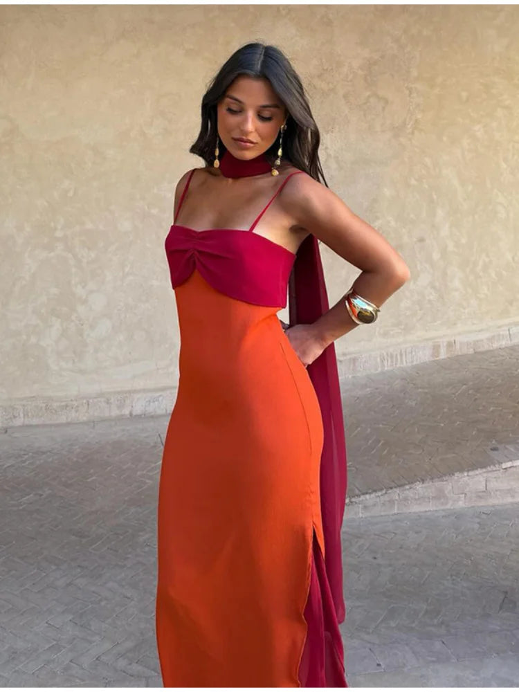 Robe Maxi Color Block — Fines Bretelles