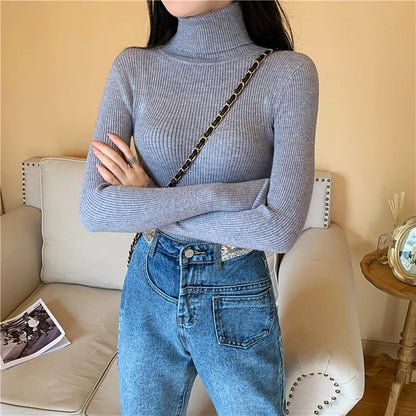 Pull Nora — Maille Côtelée à Col Roulé