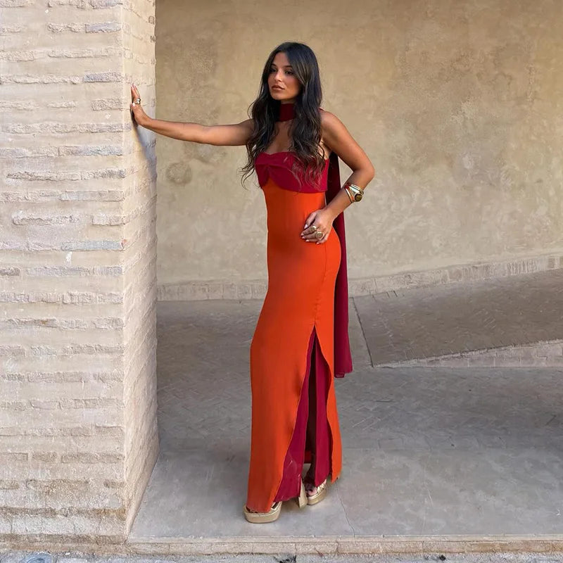 Robe Maxi Color Block — Fines Bretelles