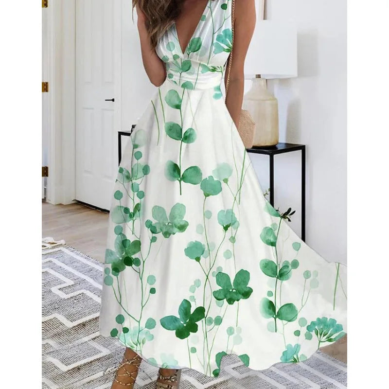 Robe Longue Fleurie — Taille Haute