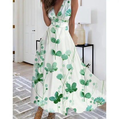 Robe Longue Fleurie — Taille Haute