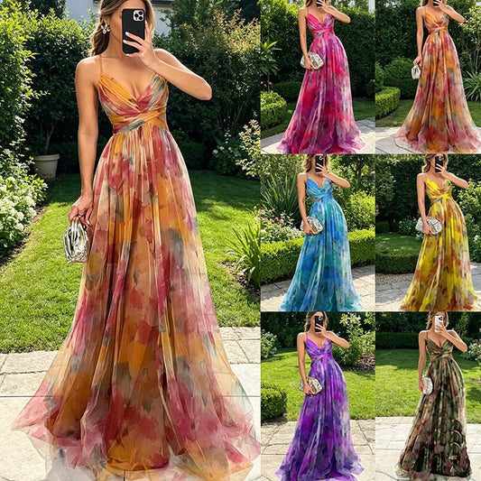 Robe Longue Fleurie en Tulle — Col Licou