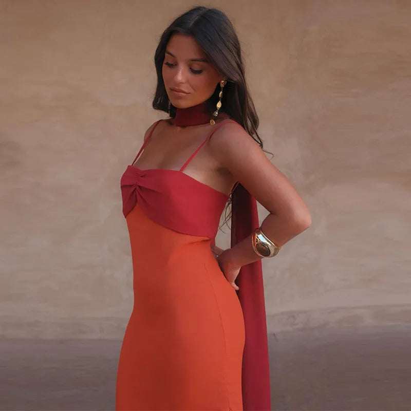 Robe Maxi Color Block — Fines Bretelles