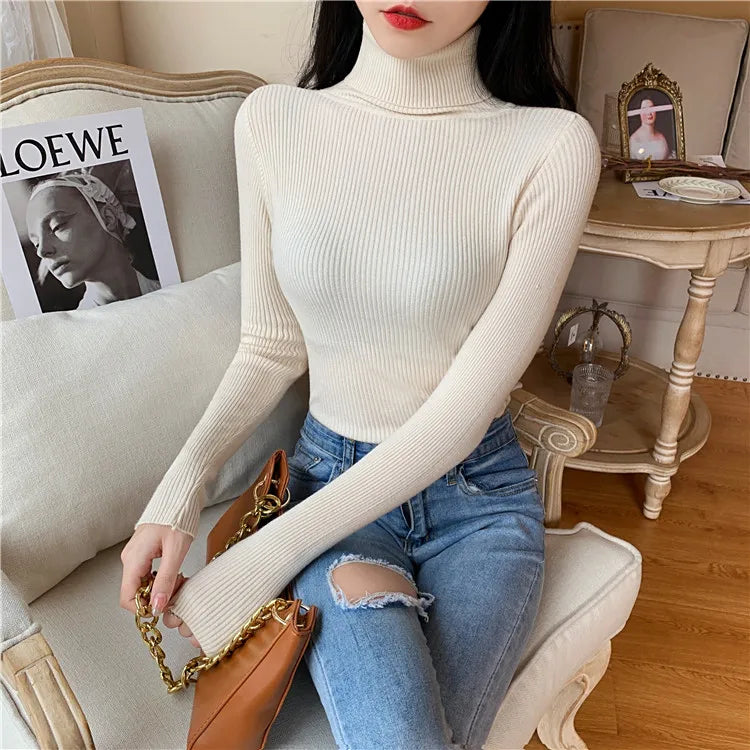 Pull Nora — Maille Côtelée à Col Roulé