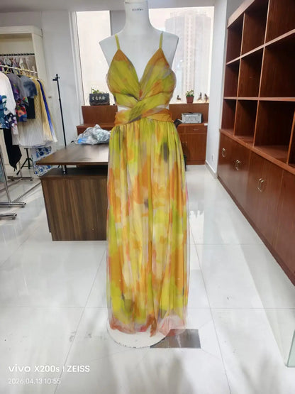 Robe Longue Fleurie en Tulle — Col Licou