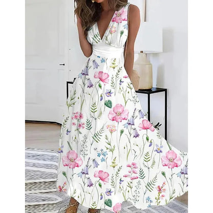 Robe Longue Fleurie — Taille Haute