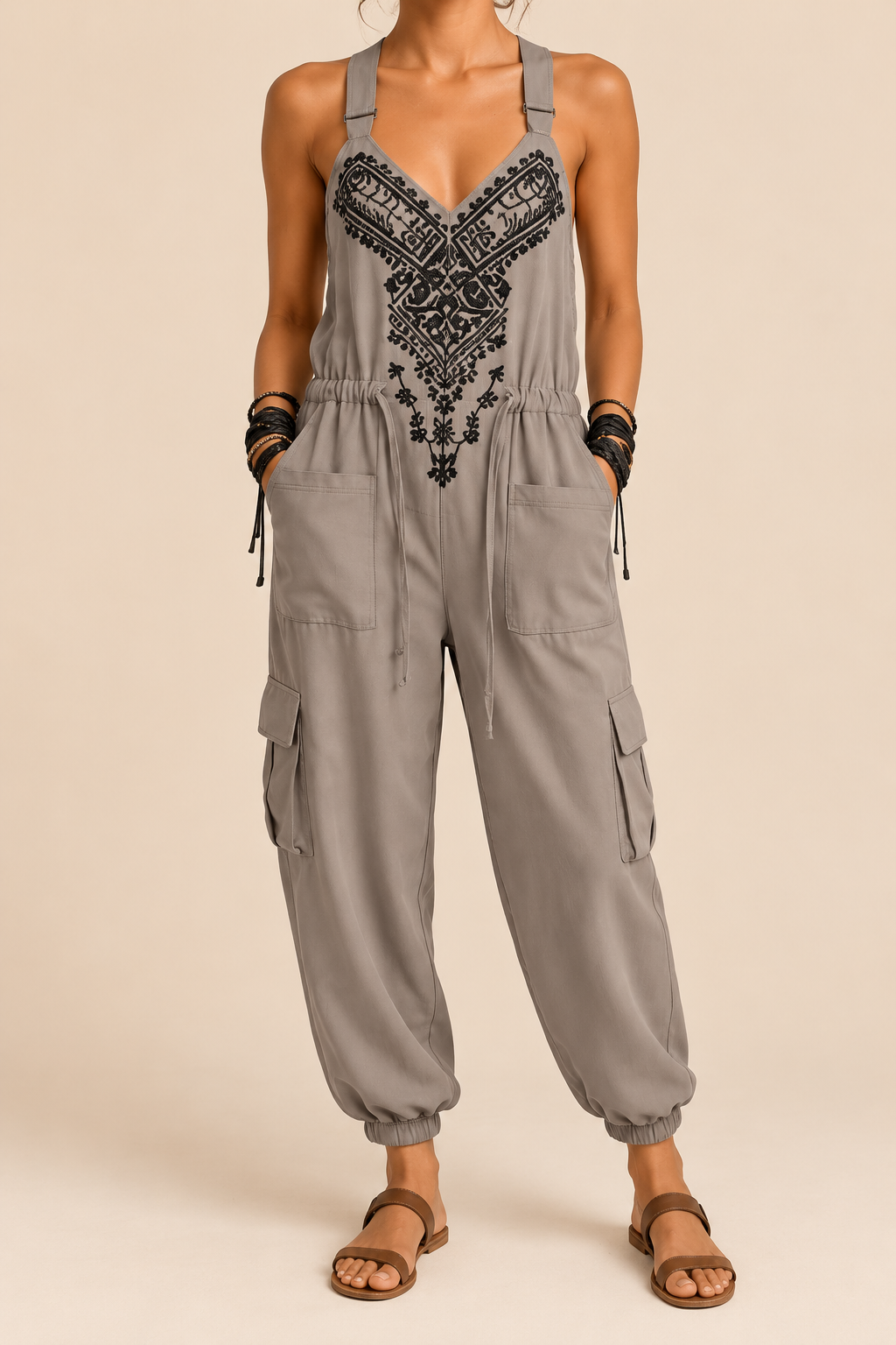 Combinaison boho cargo grise