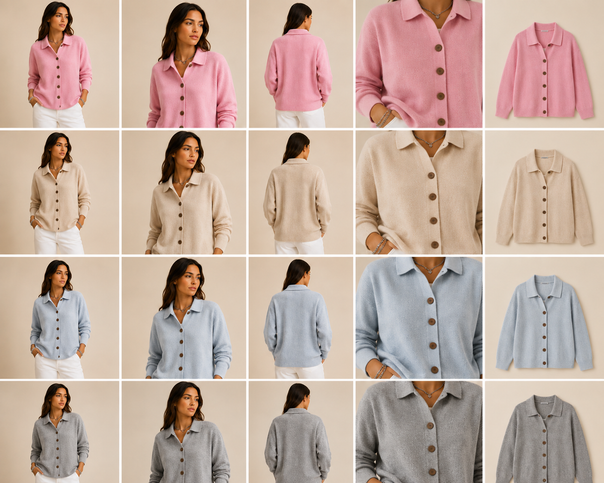 Cárdigan de punto con cuello polo y botones en varios colores - VANESSALUXE